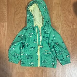 Cat & Jack Green Hooded Jacket with Car Design